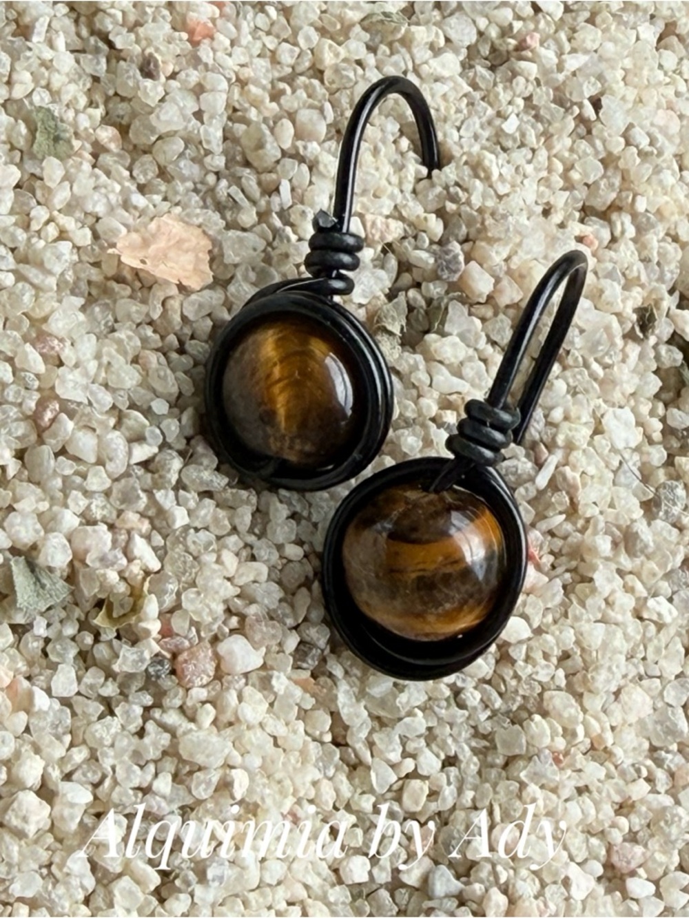 Alquimia Smoky Tiger Eye Drop Earrings in Brown and Black